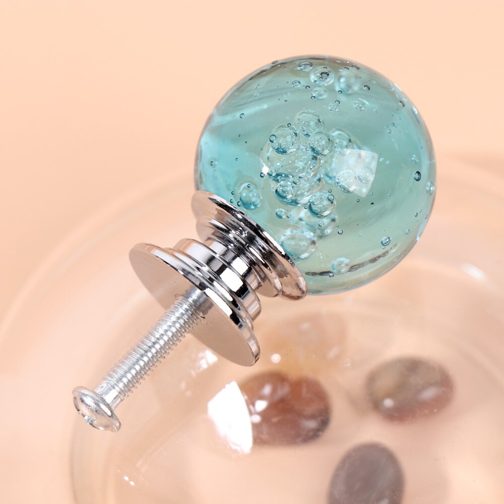 4 Set Single Hole Silver Base Lade Knop Bubble Bal Kast Lade Deurklink Met Schroeven Voor Home Office (wit, 1 Schroef, 4