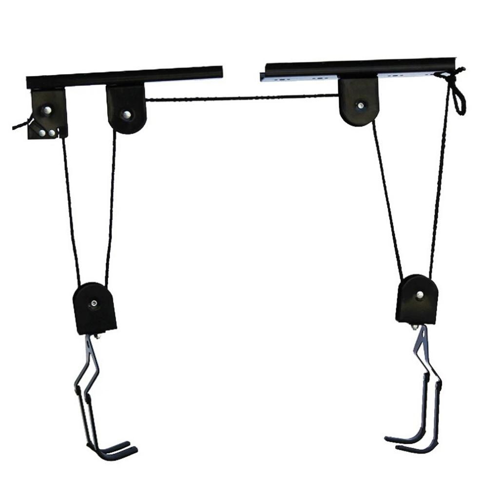 40KG Ceiling Mounted Bike Lift Rack Holder Garage Hook Hoist Pulley System