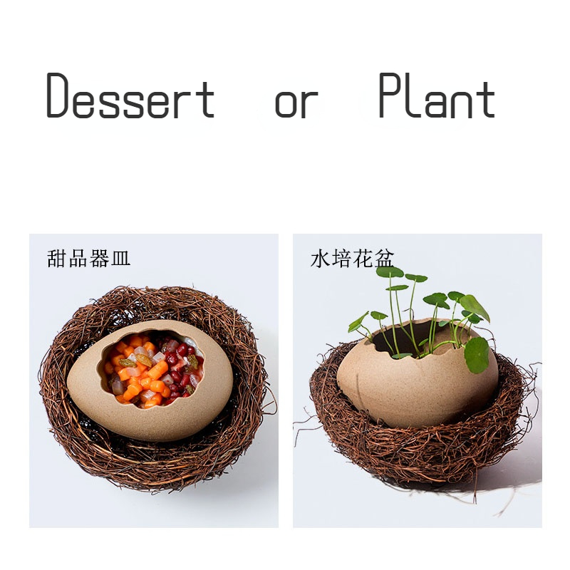 Wabi-sabi – vaisselle en céramique, coquille d&#39;œuf d&#39;oiseau, bol à soupe Dessert, assiette à crème glacée, Pot de plantes en céramique, de nouveauté, décoration de la maison