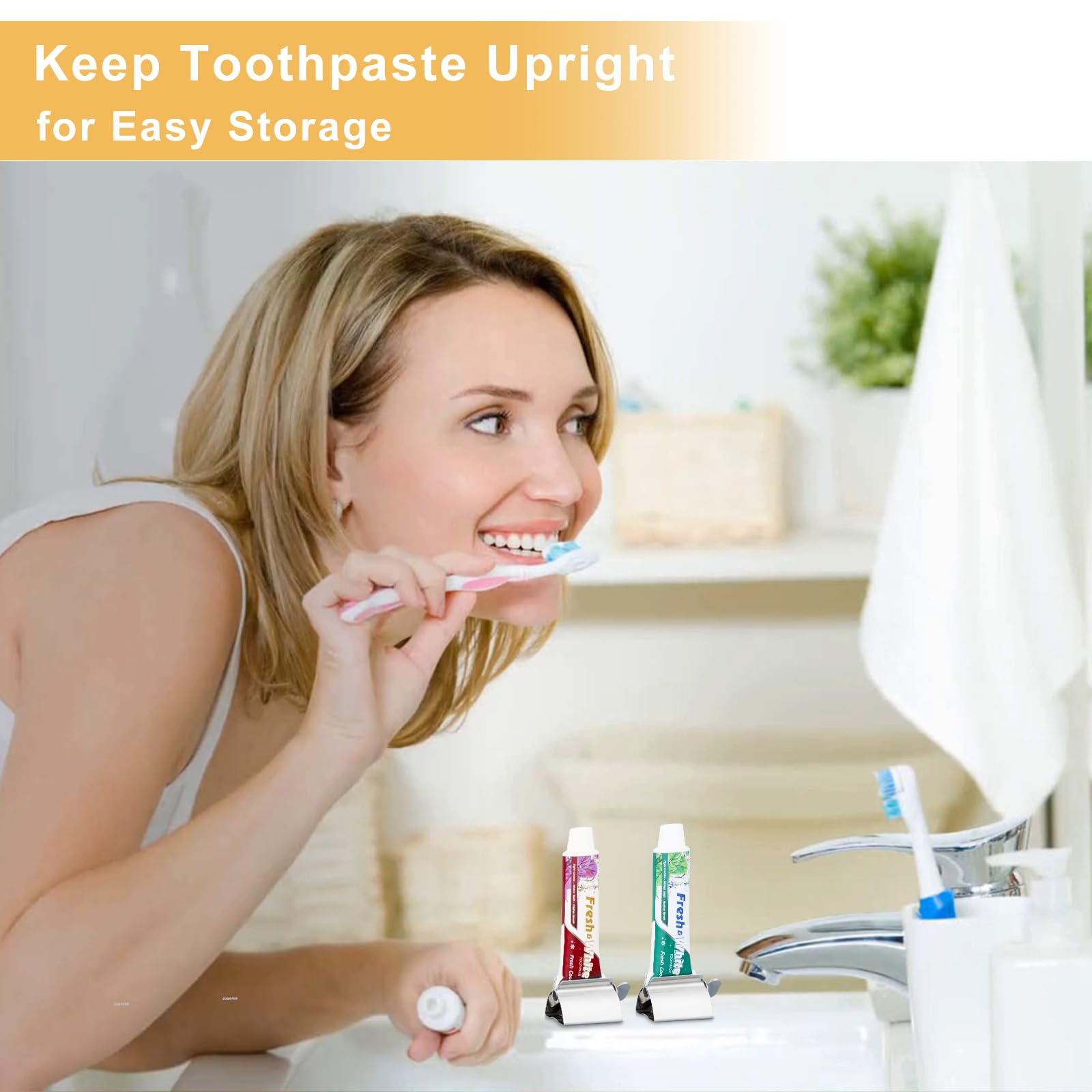 Exprimidor de pasta de dientes para el hogar, dispensador de pasta de dientes de acero inoxidable, Simple y práctico, pone un extremo para desperdiciar accesorios de baño, 1 ud.
