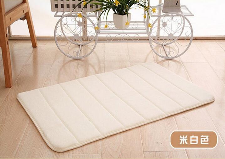 40x60cm Memory Foam Bath Mats Bathroom Horizontal Stripes Rug Non-slip Bath Mats B: White