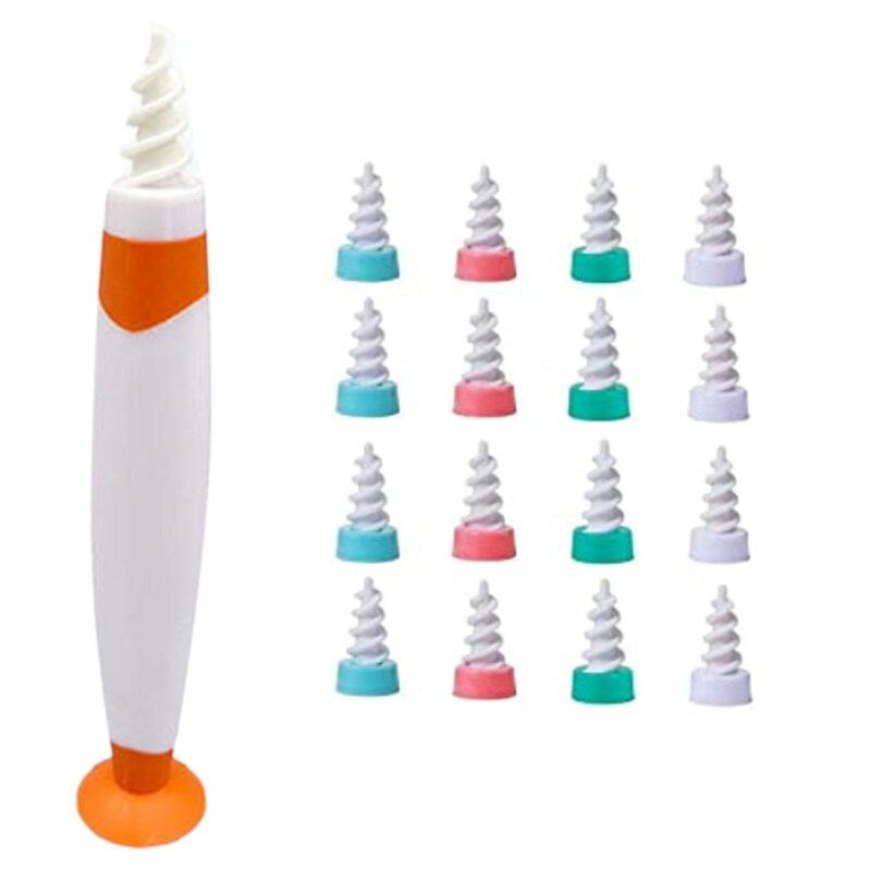 Ear Cleaner with 16 Replacement Heads Suction Cup Spiral Earwax Removal Tool Set: Orange