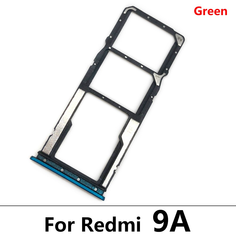 Sim Kaart Lade Voor Xiaomi Redmi 9A 9C 9T Sim Card Tray Slot Houder Adapter Socket Reparatie Onderdelen: 9A green