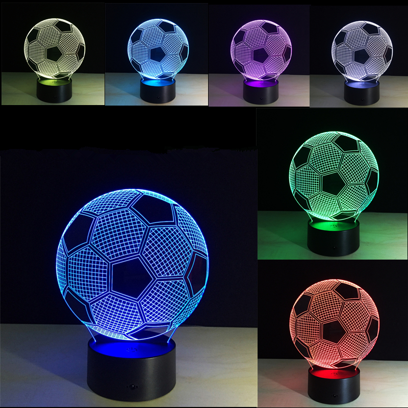 3d Lighting Fixture Football LED Table Night Lamp Remote Control RGB 7 Colors Changing Indoor Night Lights Illusion Lamp