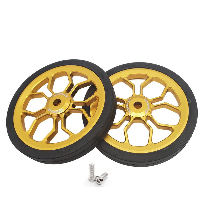 Aceoffix-rueda de empuje de gran tamaño para bicicleta, rueda fácil de 80mm para Brompton, 1 par: gold