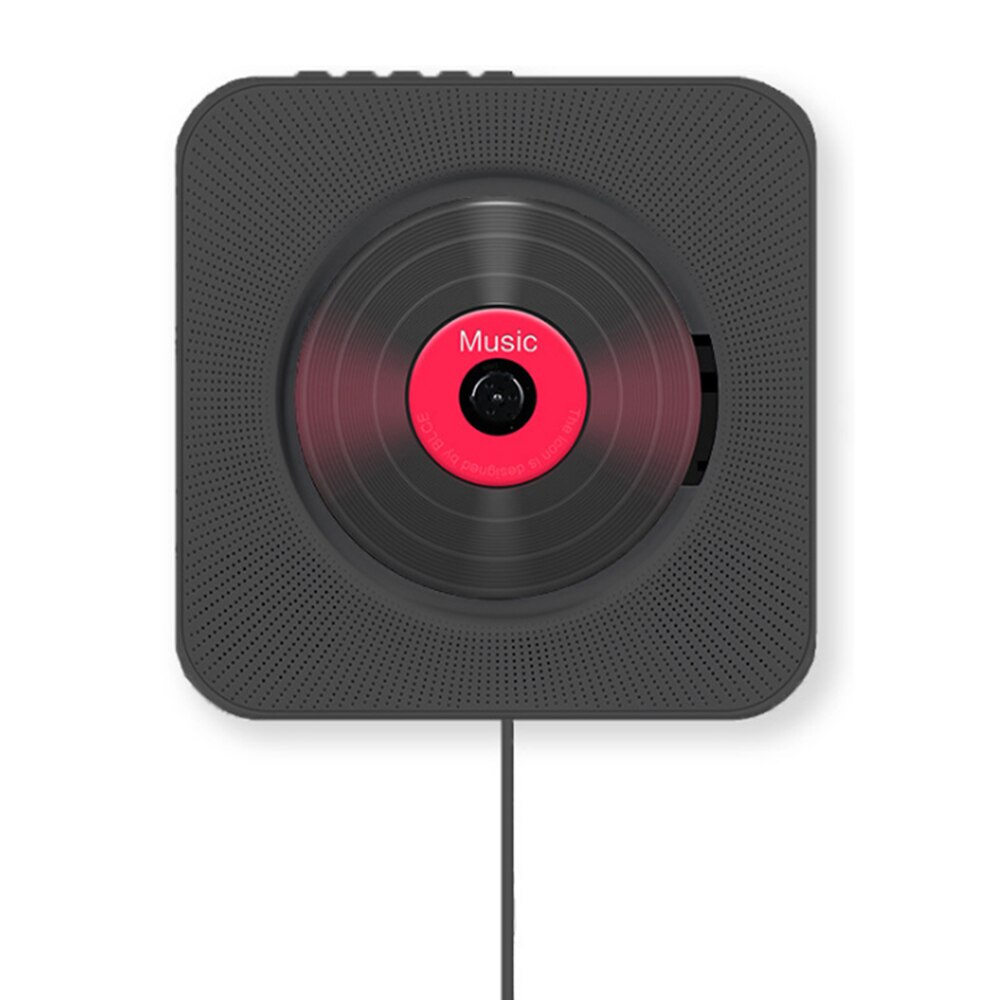 Reproductor de CD montado en la pared, Radio FM, Bluetooth, USB, reproductor de música portátil, Control remoto, altavoz estéreo para el hogar: Negro