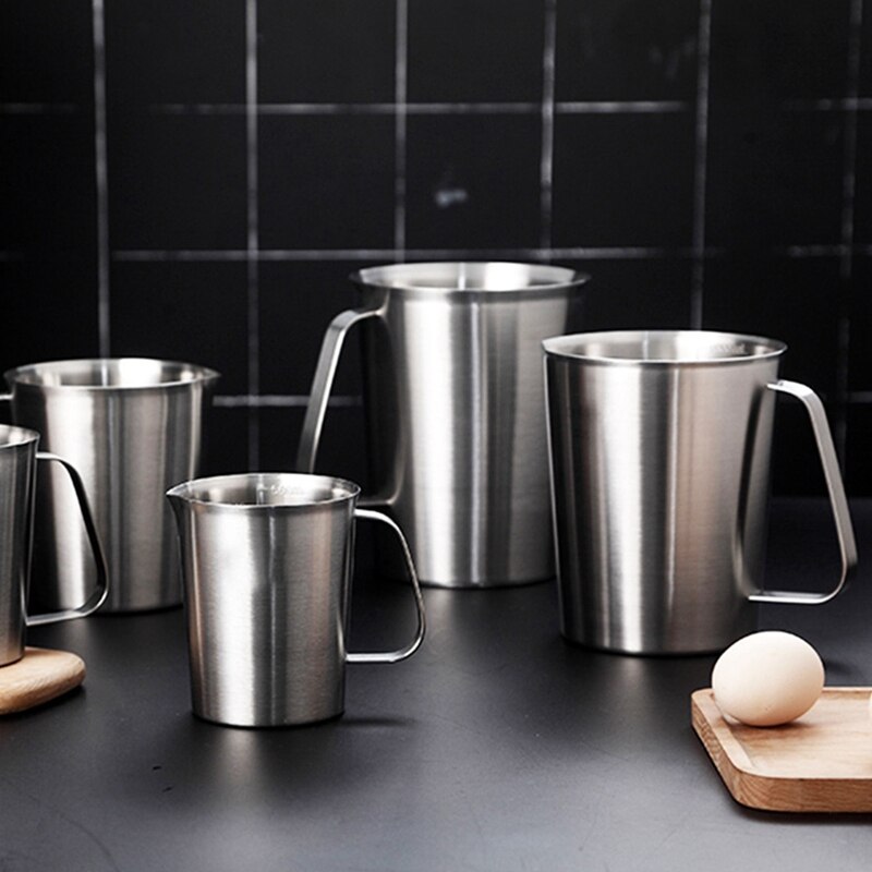 Stainless Steel Measuring Cup Thickened Kitchen Milk Cup Scale Cup Household Baking Container Cup Milk Foam Cup