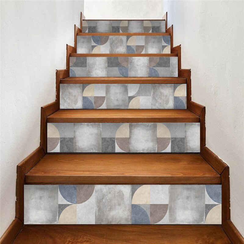 6pcs/set Modern Floor Stairs Sticker Decoration Sticker Wall Stickers Self-adhesive: LT036