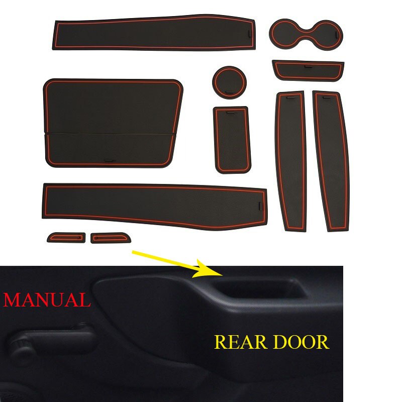 Non Slip Door slot cup mat storage rubber interior mats for Dacia Logan II Sandero 2 Stepway second generation year: 11pcs RED B set