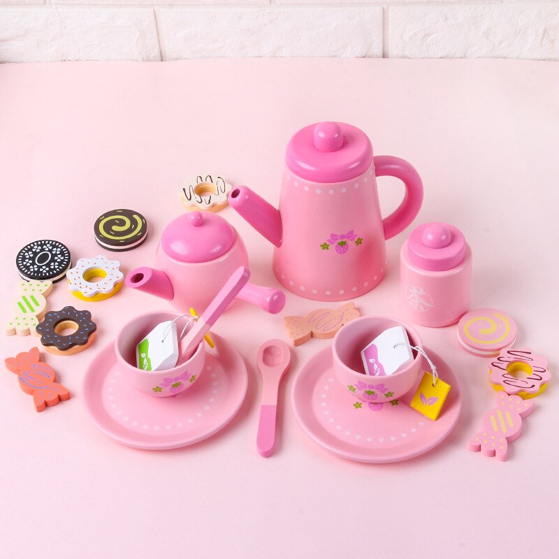 Wooden Children's Simulation Toy Afternoon Tea Teapot Cup Tea Set Small House Furniture Girl's Kitchen Play House Toy Set