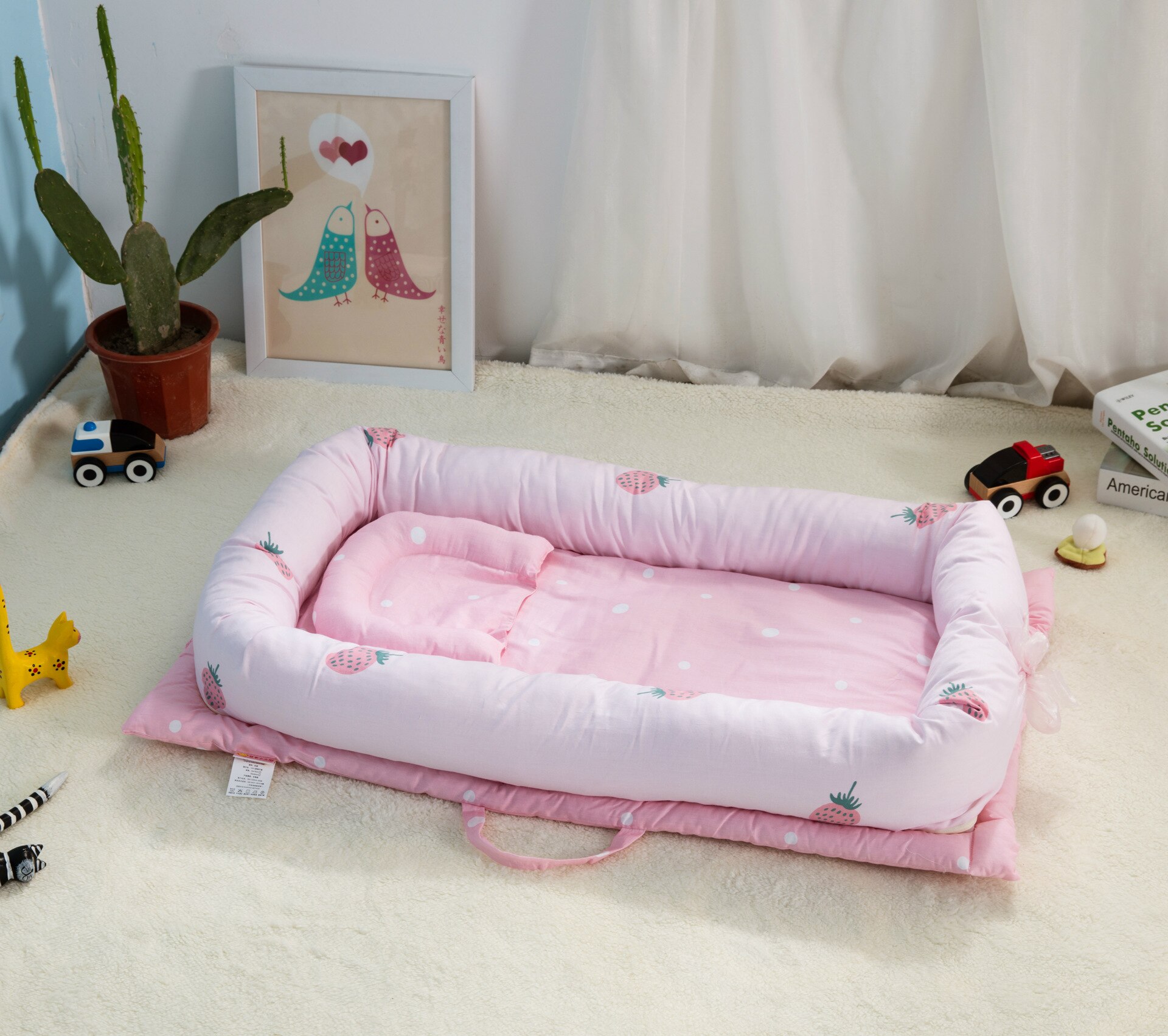 Baby Kinderbox Bed Baby Wieg Pasgeborenen Reizen Babybedjes Gestreepte Gedrukt Kind Lounger Opvouwbare Draagbare Kinderen Katoen Cradle Kid: 5