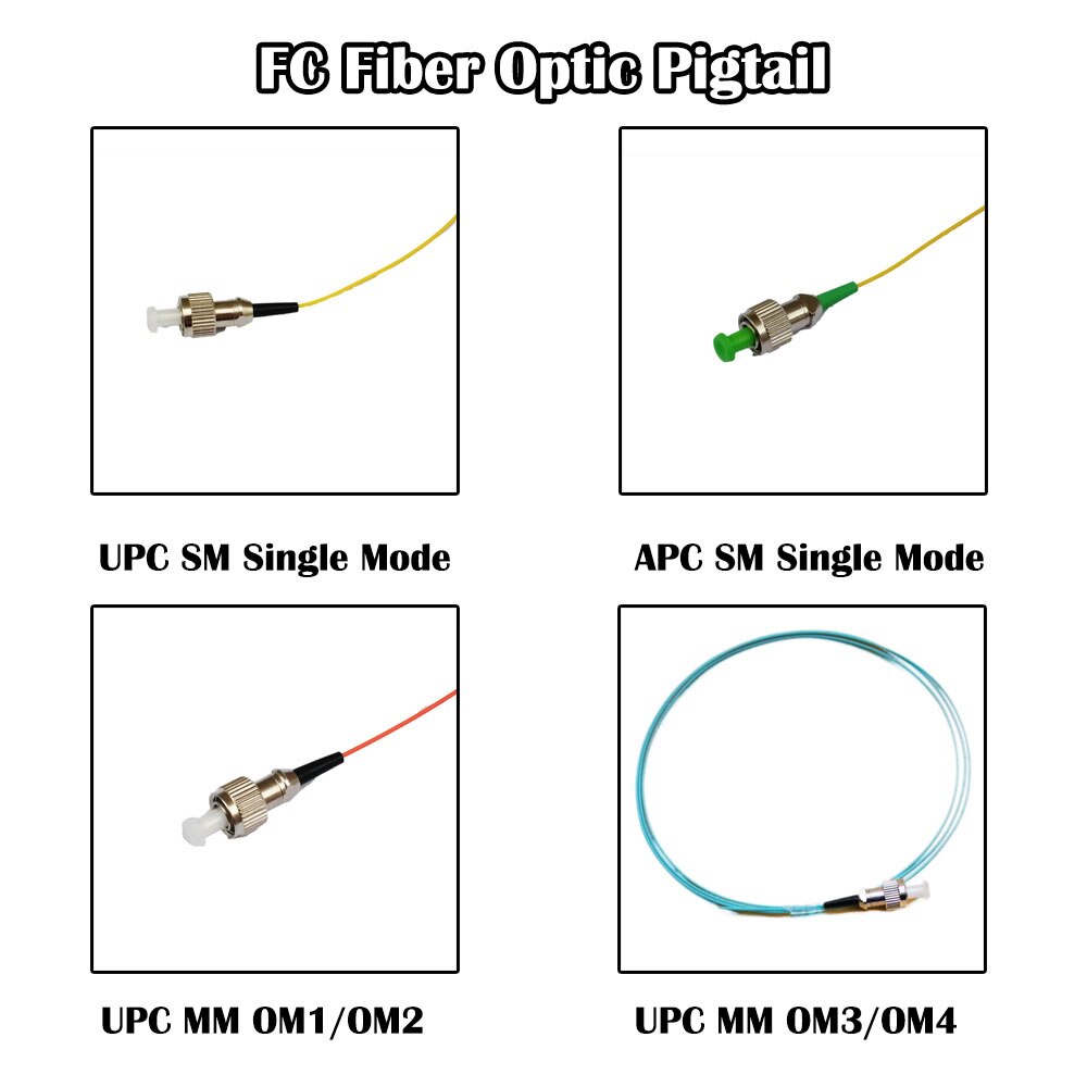 50 Pieces 1.0 Meter FC UPC/APC SM Single Mode 9/125 Simplex 0.9mm FTTH MM Multi Mode OM1-OM4 Ethernet