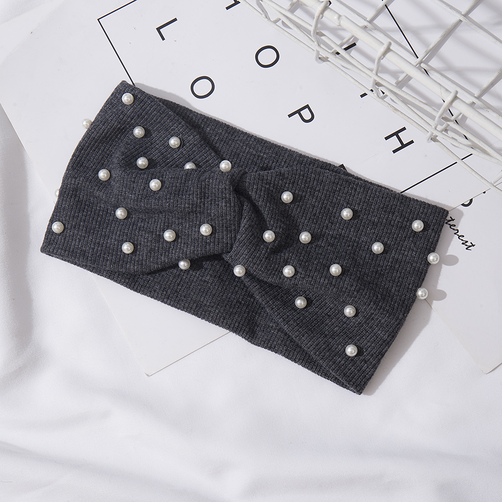 Bandeaux élastiques avec nœud pour femmes, bandeaux avec perles, turban, bandana, coiffure chaude, accessoires pour cheveux, sauna, automne, hiver: BLEU CIEL