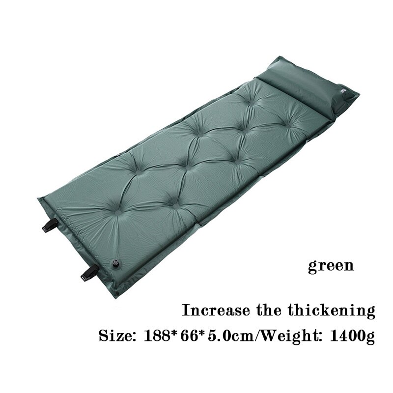 outdoor thick 5cm automatic inflatable cushion pad outdoor tent camping mats Beach Single double can be spliced inflatable bed: B009-green4