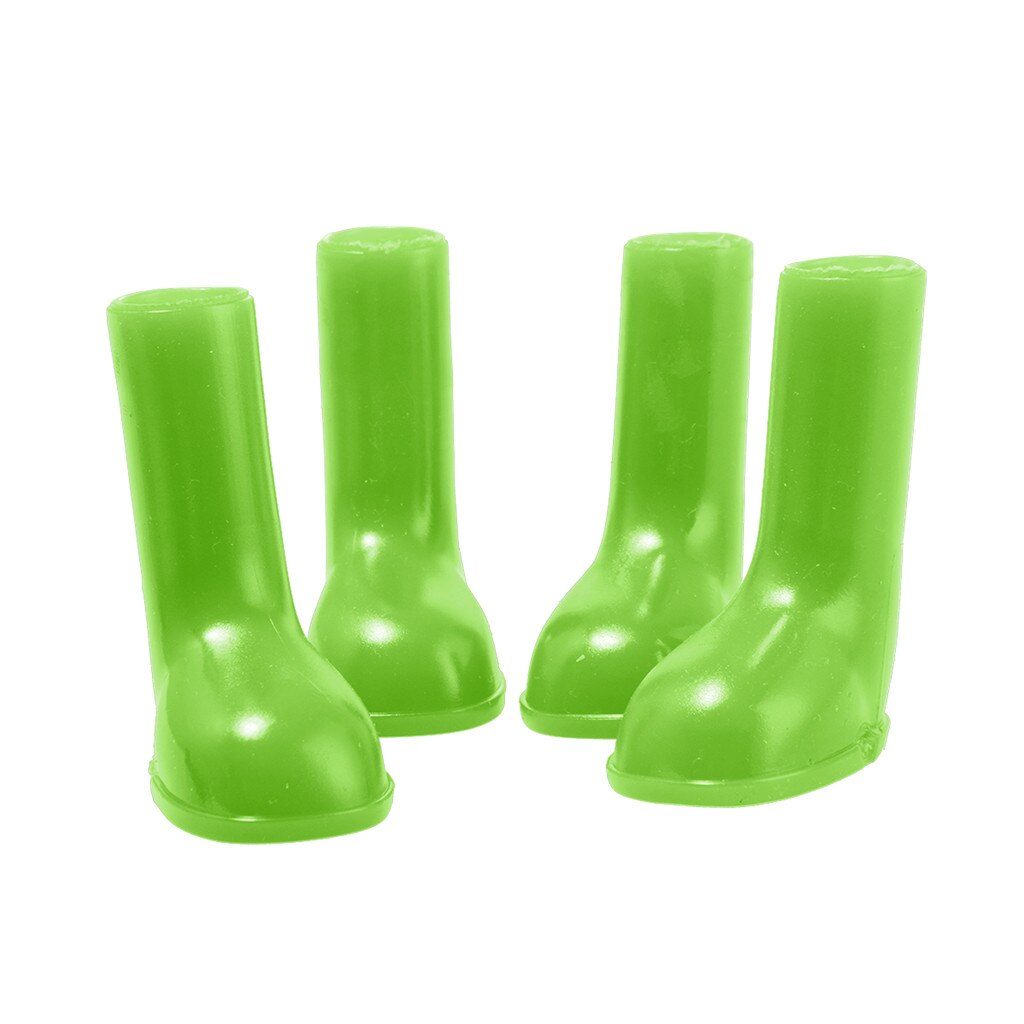 4pcs Pet Dog Shoes Waterproof Rain Pet Shoes For Dog Puppy Rubber Boots Candy Color Puppy Shoes Pet Products: Green / M