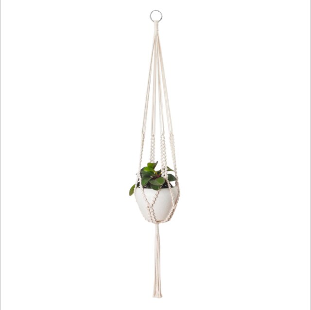 Plant Handgemaakte Macrame Plant Hanger Bloempot Haak Planter Hanger Muur Decor Binnenplaats Tuin Opknoping Mand Room Decor: 04