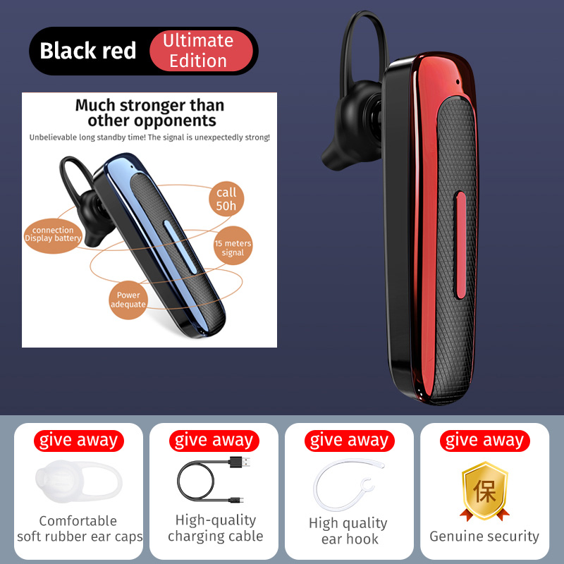50% OFF For Sooyn bluetooth earphone gaming cool Working time 30 hours noise reduction E1 LZ-73 wireless bluetooth earphone: Red