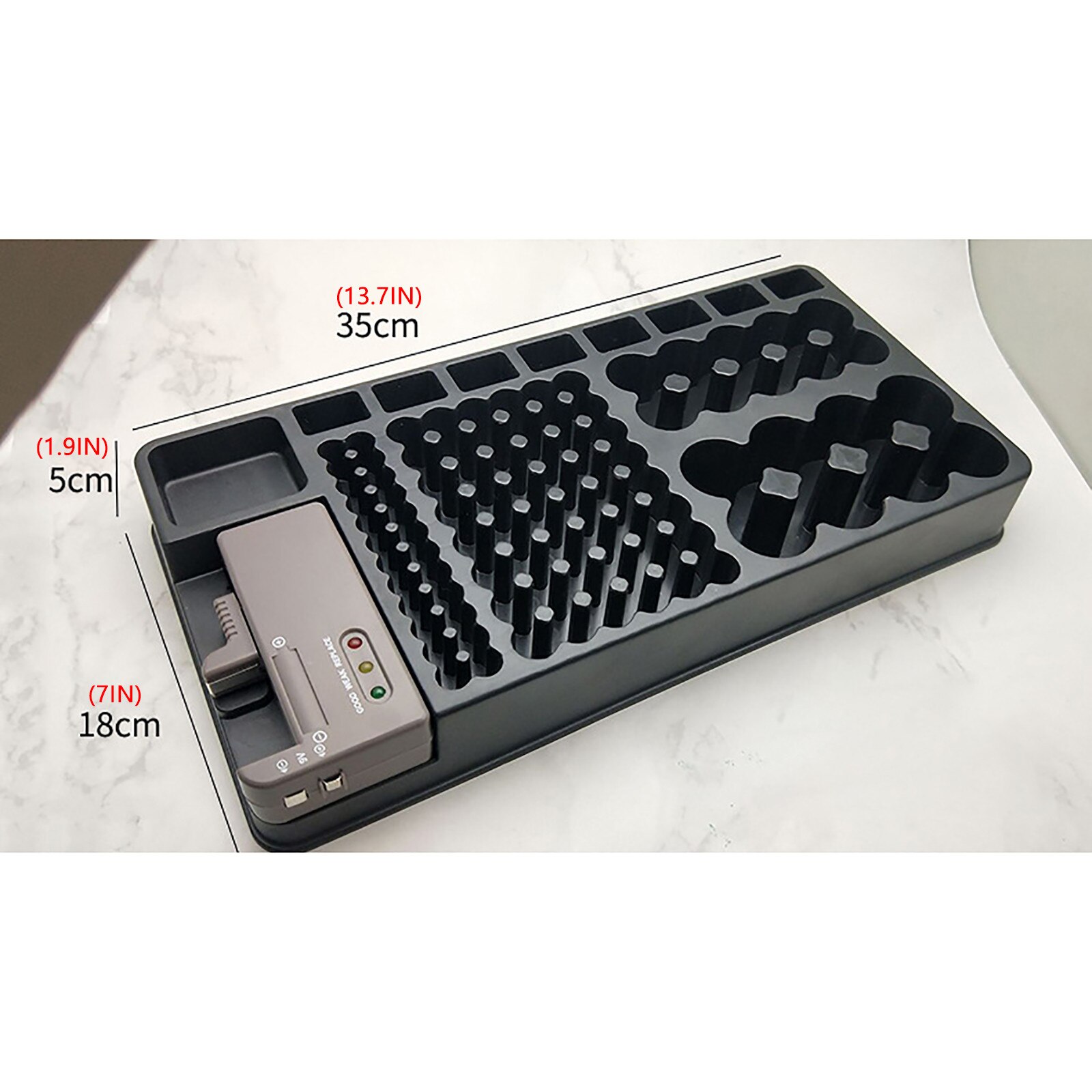 40# Battery Storage Box, Battery Tester, Battery Strength Indicator Capacity Tester Organizer Tester Battery Caddy Rack Box