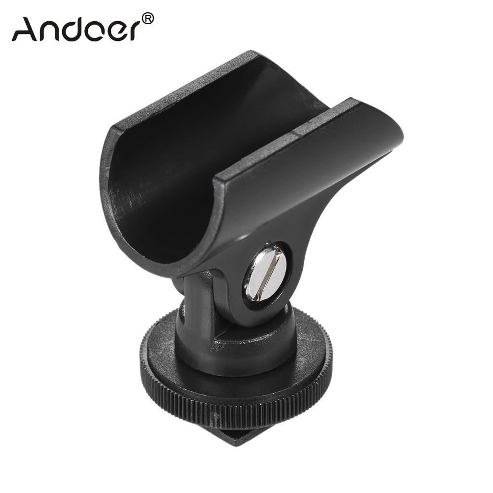 Andoer 19Mm Plastic Mic Microfoon Houder Clip Met Shoe & 1/4 "Schroef Gat Voor Dslr Camera