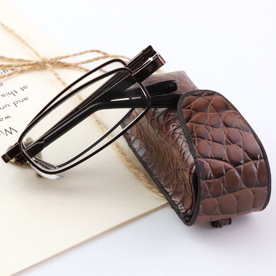 Mini bærbare læsebriller metal stel med etui mænd kvinder foldbar presbyopia reader hyperopia dioptri briller  +1.00-+3.5