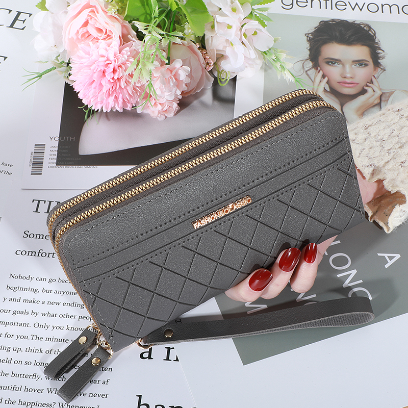 Lang damelommebok damevesker dusk myntveske kortholder lommebøker dame pu-skinn clutch: Klar