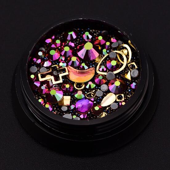 Blanding stil bittesmå perler ting krystal dekorationer gør det selv håndværk flade diamanter farverige nail art metal nitte harpiks smykker fyldstoffer: 10 lilla rød
