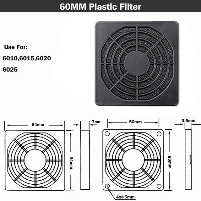 Case Fan Stoffilter Cover 120Mm Grille Pc Computer Stofdicht 12Cm 90Mm 80Mm 60Mm 50mm 40Mm 3D Printer Cooling Cooler Mesh Netto: 6CM