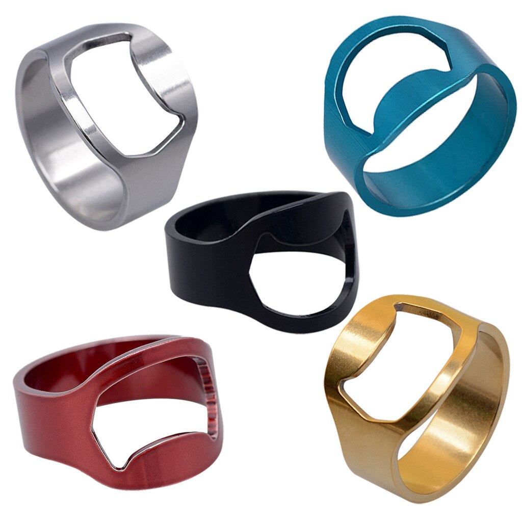 JUCHAO Mini anello portatile apribottiglie per birra in acciaio inossidabile a forma di anello bottiglia tappo per birra rimozione apertura utensili da cucina