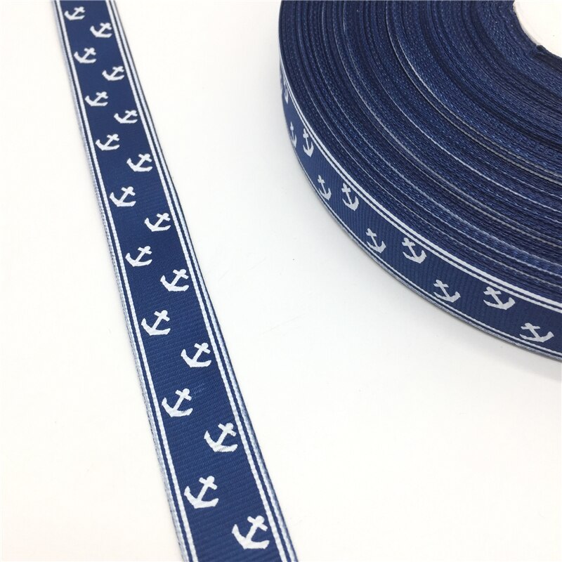 6 kleuren 3/4 "(20mm) 5 yards Gedrukt Anker Grosgrain Lint Voor Riem Cadeau Verpakking Bruiloft Decoratie Kerst Levert: Navy Blue