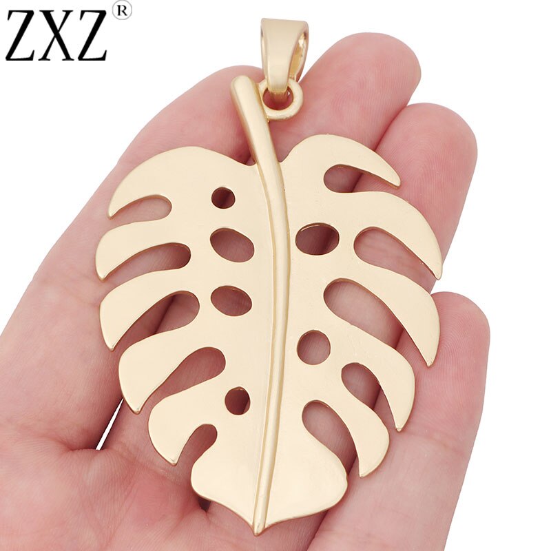 Zxz 2 Stuks Matte Goud Grote Leaf Bedels Hangers Voor Ketting Sieraden Maken Accessoires 84x51mm