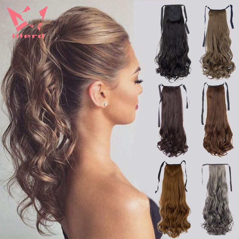 WERD 18 Inches Big Wave Hair Extensions High Temperature Chemical Fiber Hair Extensions White / Black Female