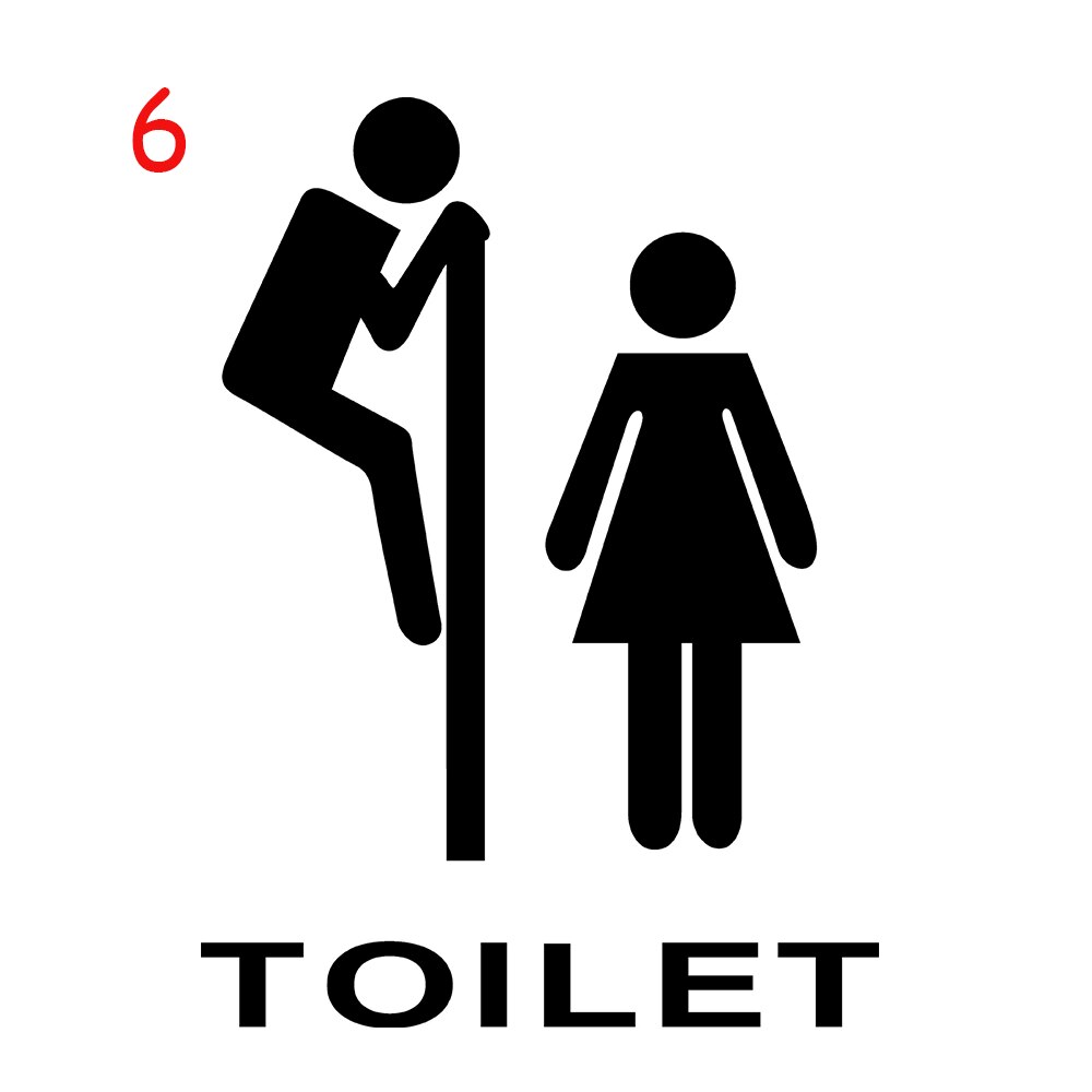 Waterproof Wall Art Mr. &amp; Mrs. Decals Public WC Sign Toilet Stickers Removable Poster Funny Pattern Bathroom Door Ornament: 6