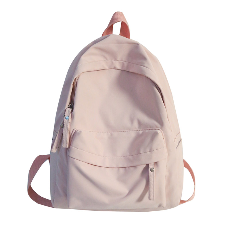 Mochila Simple de Color sólido para mujer, mochilas escolares de nailon impermeables para adolescentes y niñas, mochila de viaje para mujer, bolso de hombro 2022: Rosa