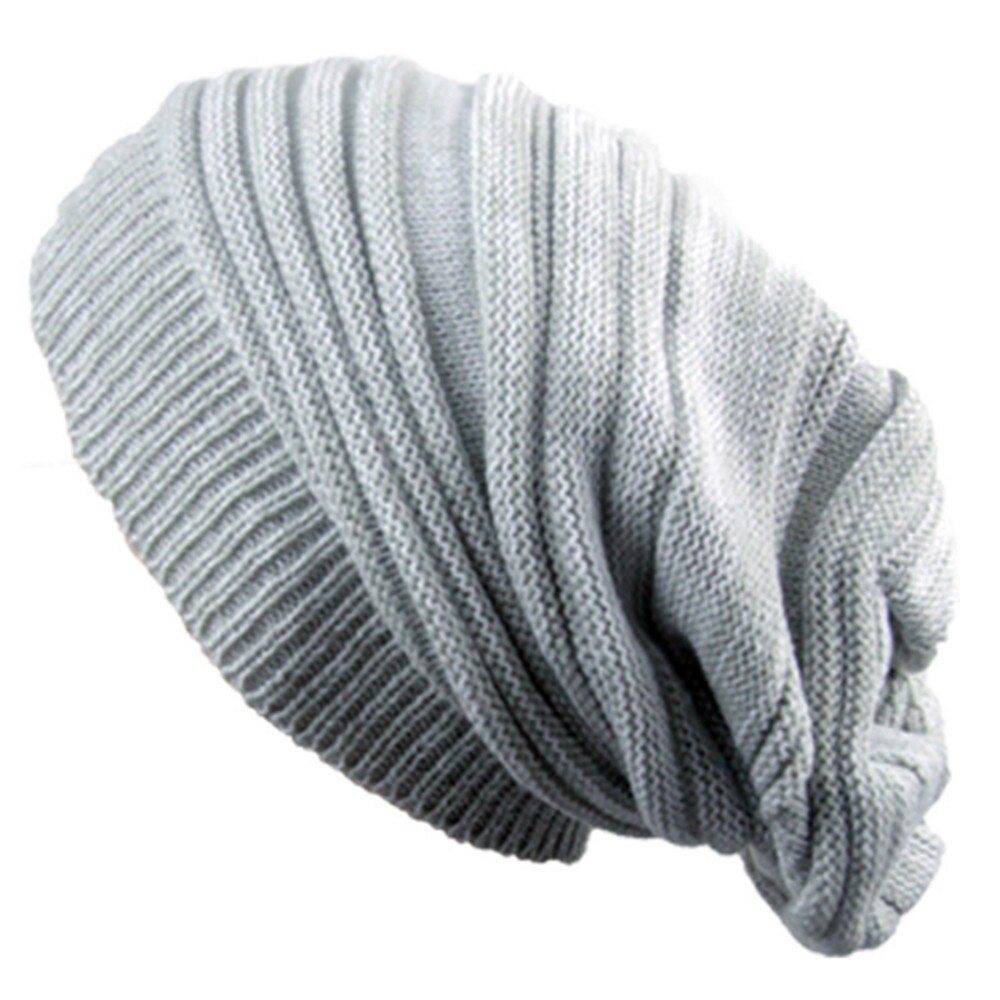 Unisex kvinders herre strik baggy beanie hat vinter varm overdimensioneret ski cap  mz005: Grå