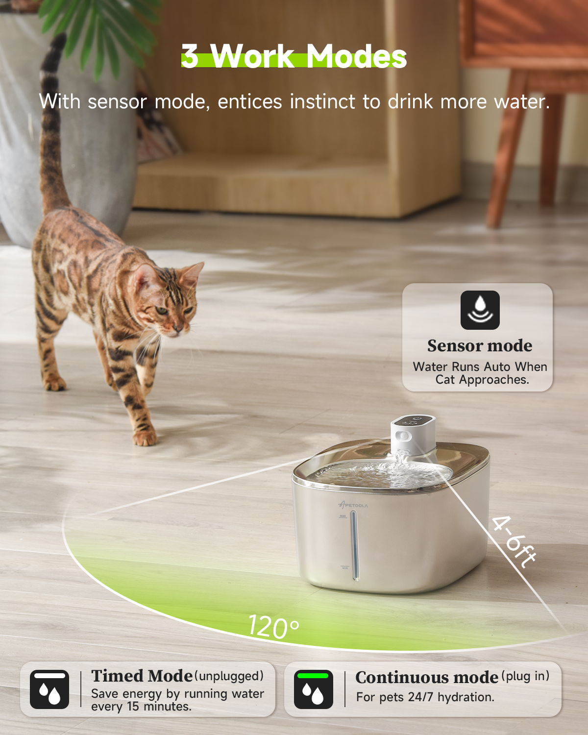 APETDOLA 4L Wireless Cat Water Fountain For Cats Dog Drinker with Motion Sensor Dog Water Dispenser FS10PRO