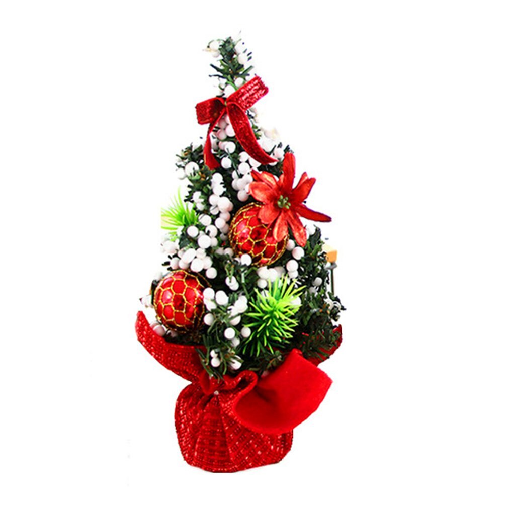 20Cm Mini Kunstmatige Kerstboom Doek Stof Pvc Handwerk Kerstversiering Home Office Tafel Top Xmas Boom Decoratie: red