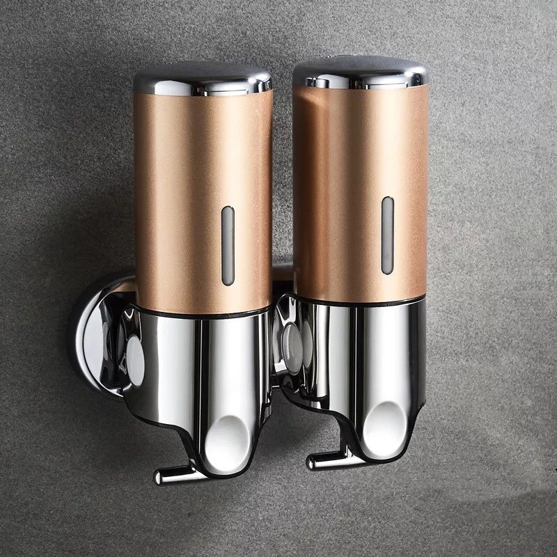 500ml badeværelses sæbe dispenser vægmonteret selvklæbende shampoo beholder håndpress klar flydende lotion enkelt slot opbevaring: 1000ml-1