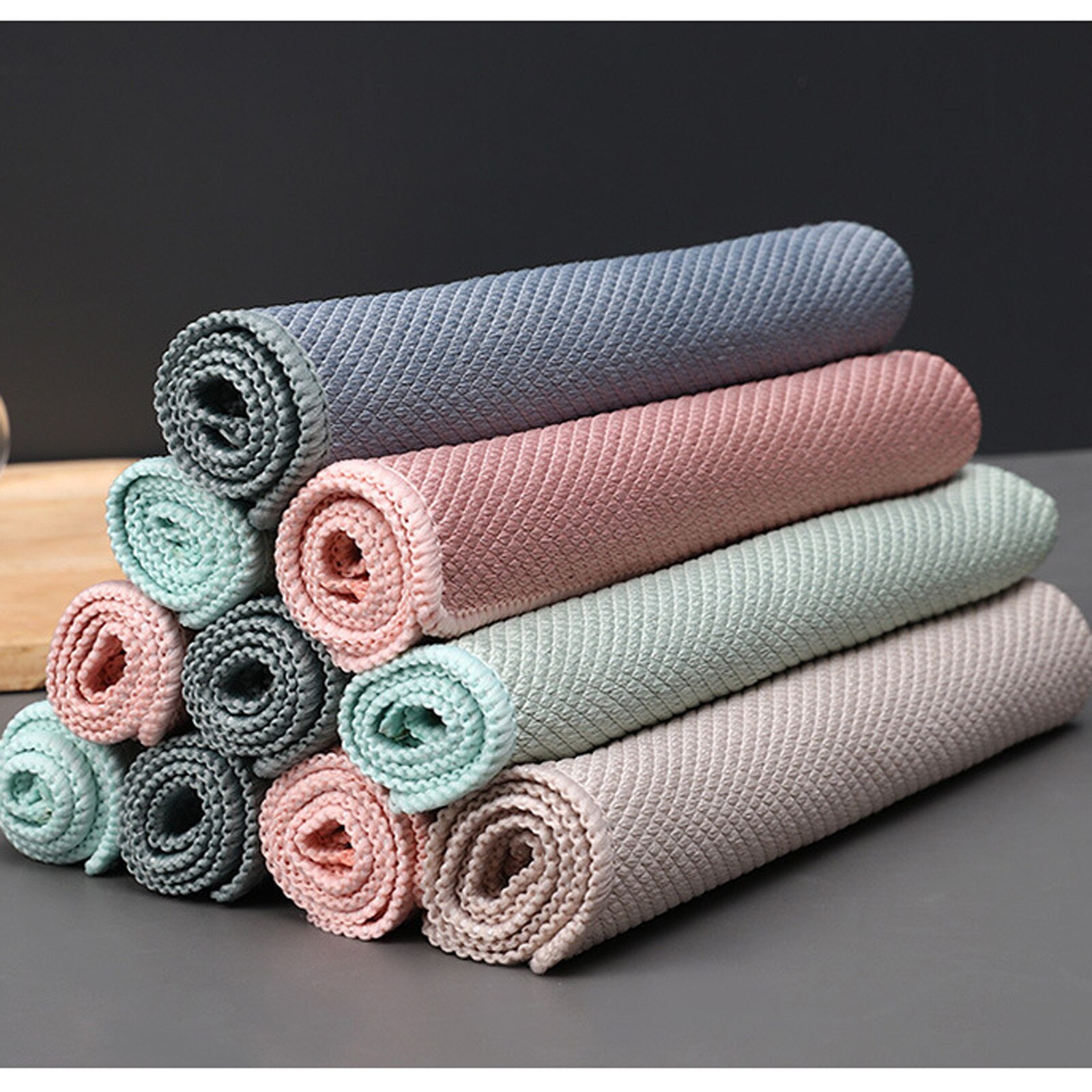 5PC Microfiber Cleaning Dish Cloths Absorbent Kitchen Dish Cloth Non-Stick Oil Household Cleaning Towel Kichen Cleaning Tool