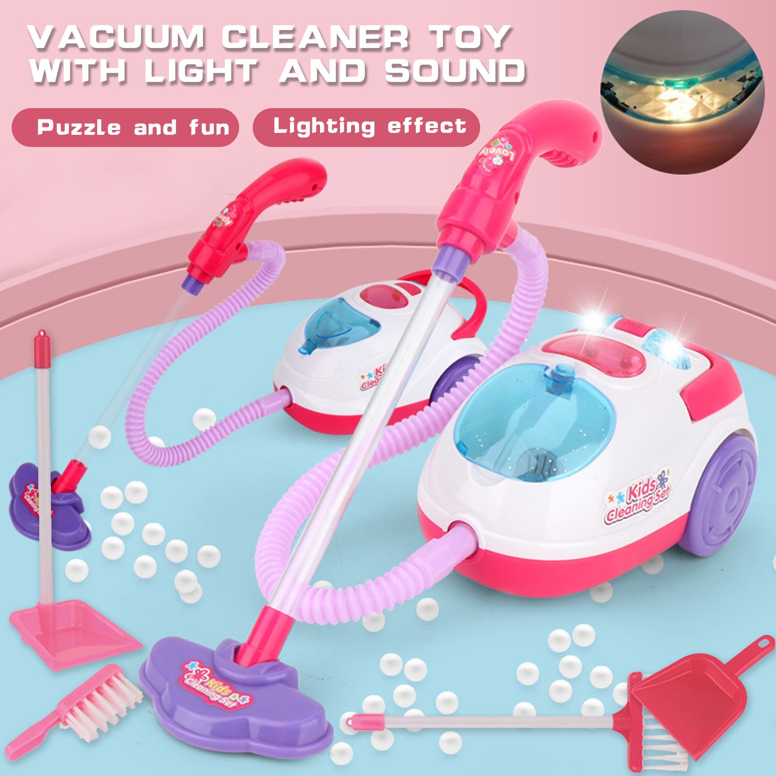 Children Simulation Vacuum Cleaner Toy with Sound Light Pretend Role Play Games Toys Playset Best for Kids Boys Girls