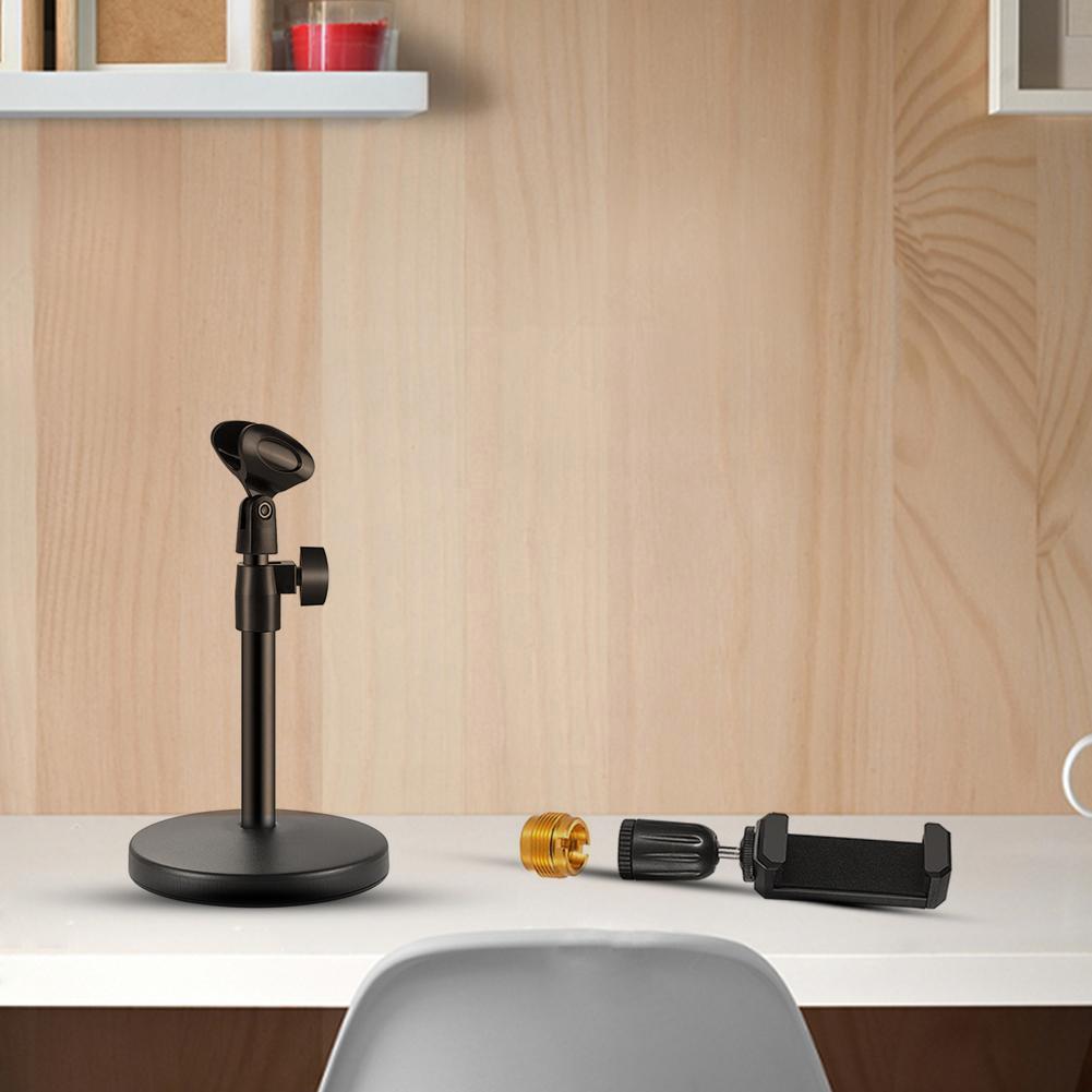 Microphone Stand Cell Phone Holder Phone Clip Mic Clamp Adjustable Table Mic Stand With Base For Conference Speech M3h7