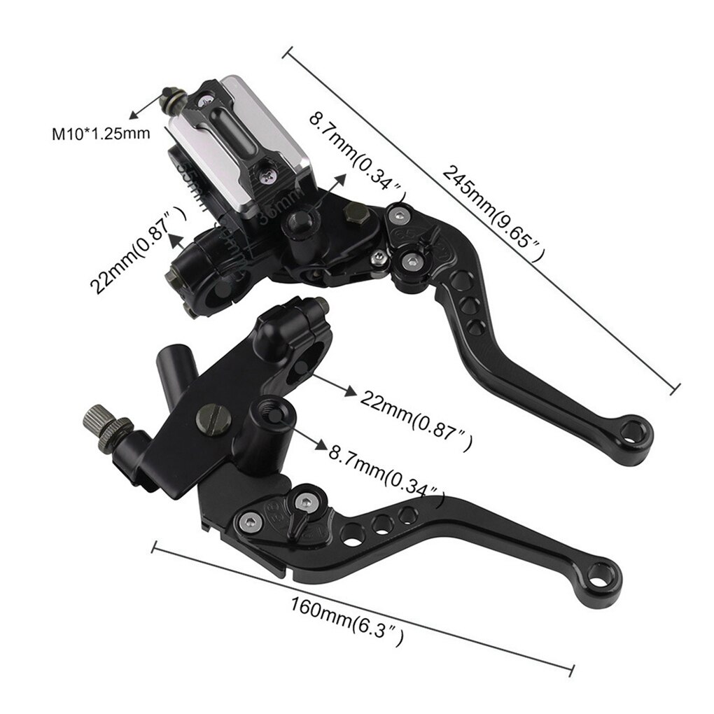 Motorcycle Brake Set Universal Alloy Front Brake Master Cylinder Cable Clutch with Adjustable Levers