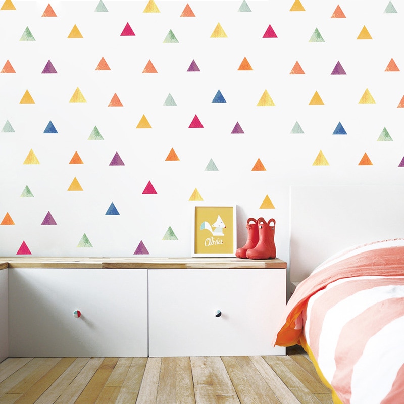 wall stickers for kids rooms Triangles Baby Nursery Home Decor Children Room Wall Sticker Mural Wallpaper Easy Wall Art Bedroom