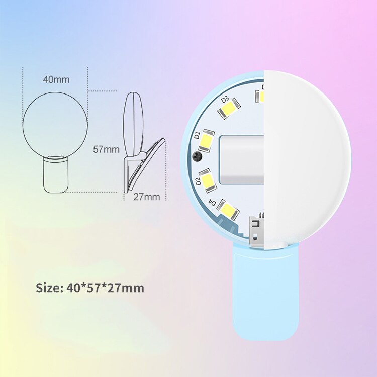 Adjustable Brightness Portable Lamp Mini Mobile Phone Ring Light Driven Selfie Fill Light with Rechargeable Battery