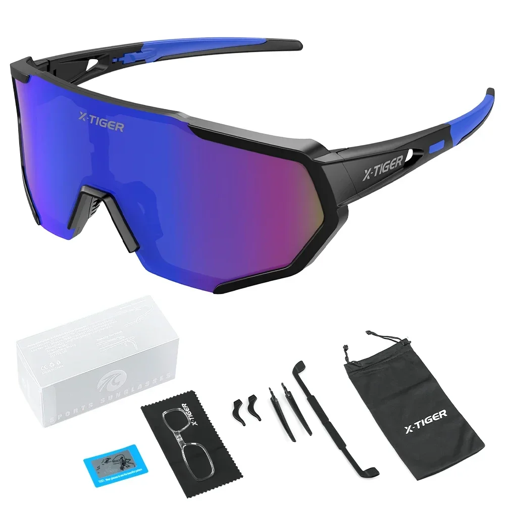 X-tiger landsvägscykel polariserade cykelglasögon  uv400 herr- och damglasögon utomhussporter landsväg mtb cykel ridglasögon solglasögon: Röd