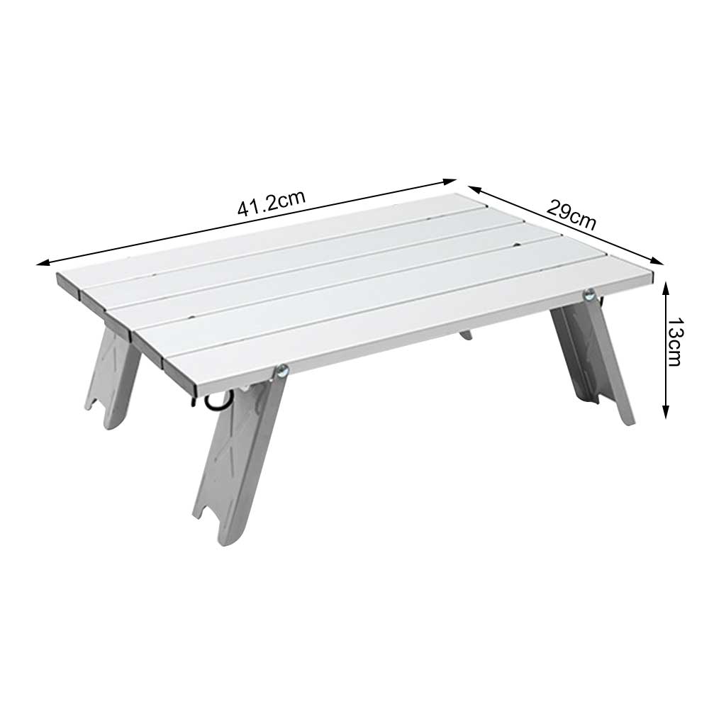 Camping Mini Portable Foldable Table For Outdoor Picnic Barbecue Tours Tableware Aluminum Alloy Collapsible Computer Bed Desk: silver