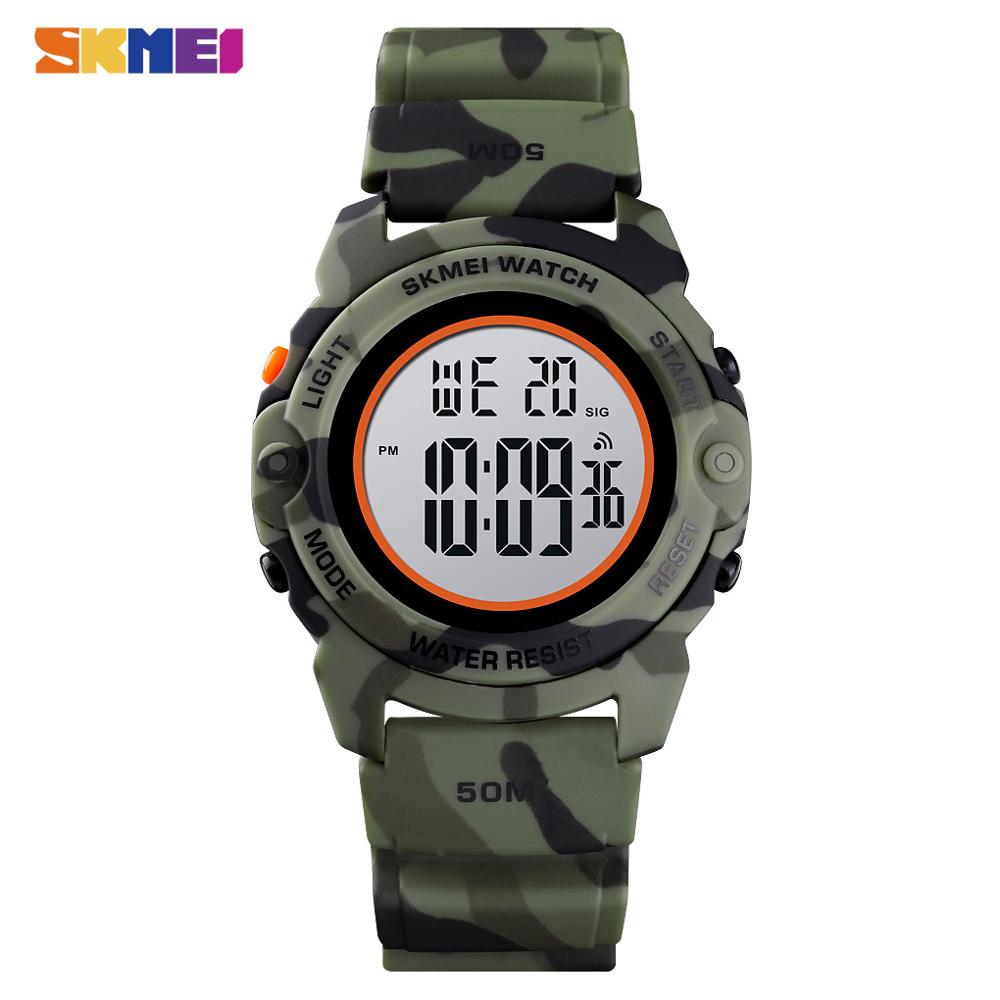 SKMEI Digitale Jungen freundlicher Uhren Zeit Chrono freundlicher Uhr Wasserdicht Camo Sport Stunde Uhr Junge Teenager Armbanduhren: Armee Grün camo