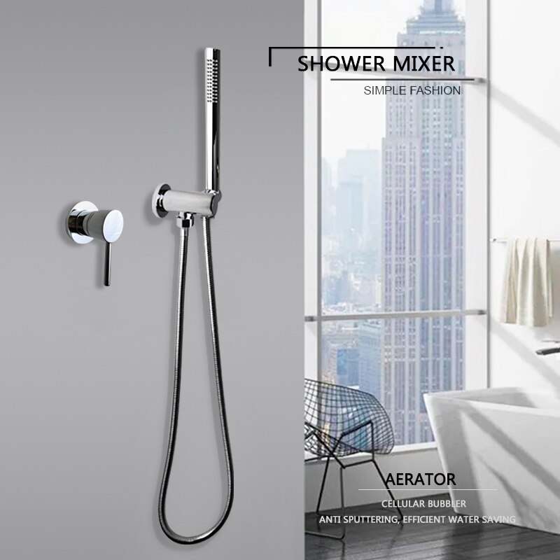 Badkamer Armatuur Handheld Douche Met Extra Lange Slang En Messing Beugel Houder Muur Gepolijst Hand Kraan Set Shine Chrome