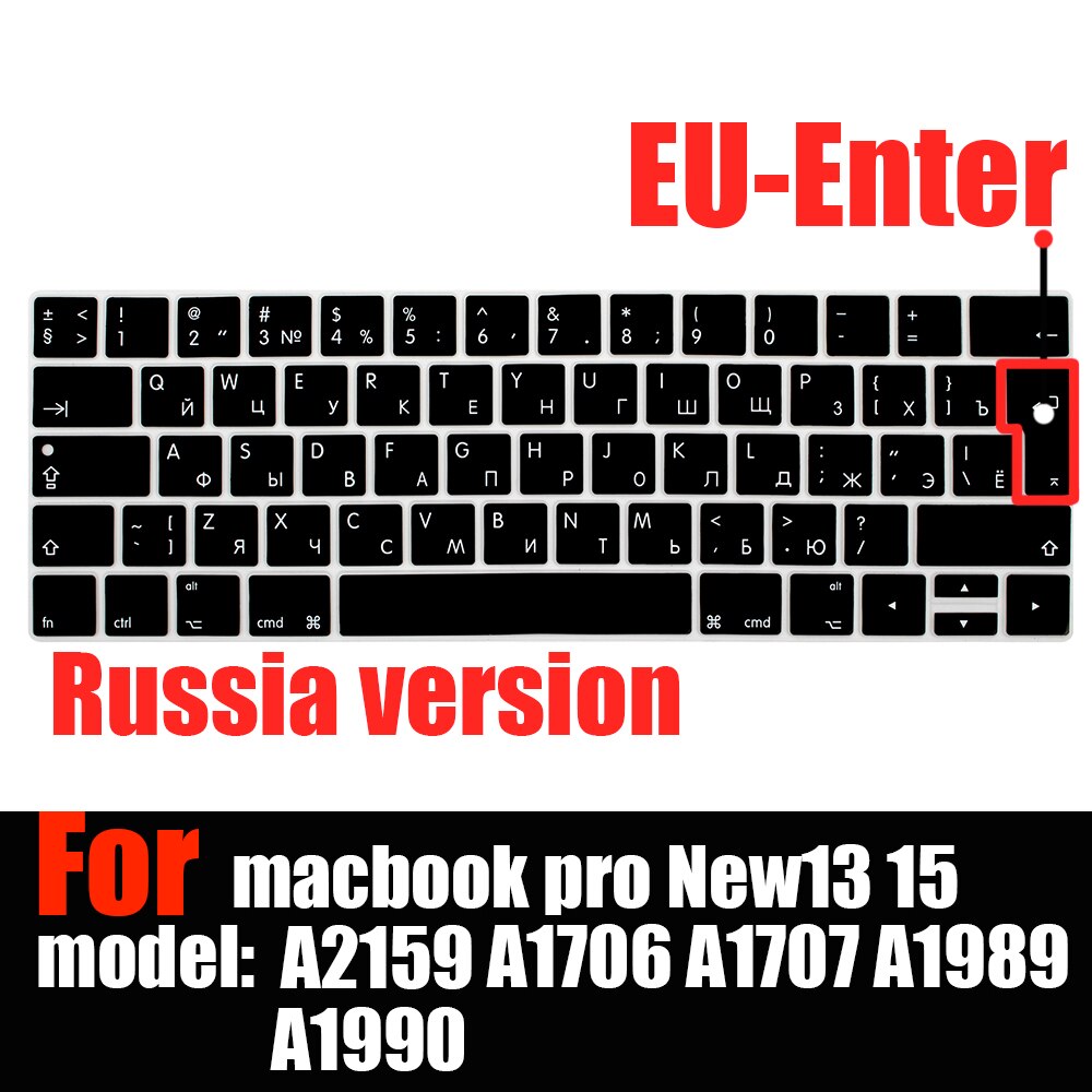 laptop accessories keyboard cover For macbook pro13 touchbar Keyboard stickers keyboard cases A2159 A1706 A1707 A1989 A1990: EU-Enter Russian