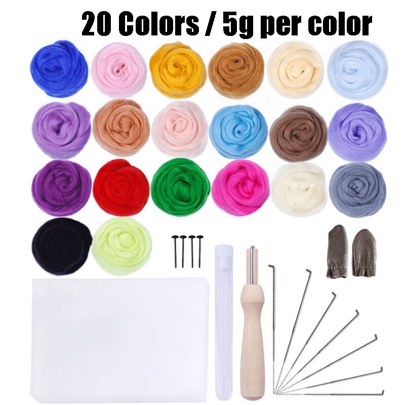 Wool Roving Needle Felting Starter Kit Wool Felting Tool Kit with Felting Needles, Foam Mat, Needle Felting for DIY Doll Making: Style 2