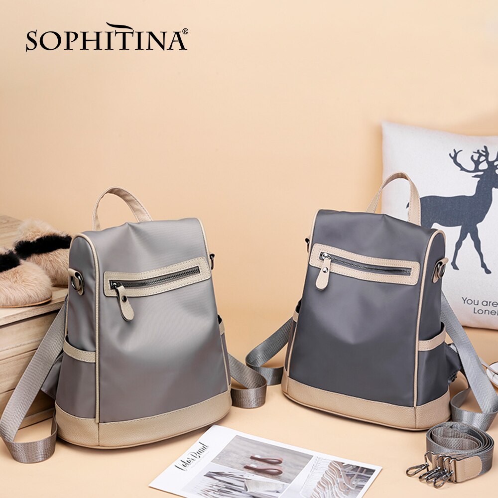 Sophitia moda mochilas feminino versátil mix cor grande capacidade zíper sacos de ombro mulher casual prático bolsas femininas e52